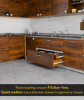 Heavy Duty Ball Bearing Side Mount Drawer Slides With White Finish in kitchen cabinet, demonstrating smooth glide mechanism