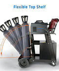 Heavy Duty Welder Cart With 2 Tier 4 Drawer Storage, 265 Lbs Load Capacity, dual slots, adjustable top shelf shown