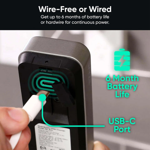 Back view of Battery Powered Video Doorbell Camera With 1-To-1 Head-To-Toe View, HD Plus 1536x1536, showing USB-C port setup