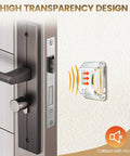 Six Piece Clear Silicone Door Stoppers And Wall Bumper Shields With Heavy Duty Peel And Stick Backing For Slick Door Handle Defense and Smooth Door Swing on door frame.