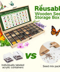 Year Round Heirloom Seed Kit With 32 Varieties And 30,000 Plus Non GMO Seeds for Indoor and Outdoor Gardens in Wooden Box