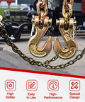 Heavy Duty G80 Transport Binder Chain One Quarter Inch By Sixteen Feet With G70 Clevis Grab Hooks, Three Thousand Three Hundred Pound Safe Working Load