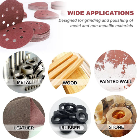 200-Piece 5-Inch Sanding Discs Set With 8-Hole Hook And Loop Orbital Sandpaper Assorted Grit Pack for multiple surfaces