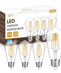Old-School Edison Style LED Bulbs 7W Dimmable ST58, 60W Equivalent, Warm White 2700K, E26 Base, Squirrel-Cage Antique Look 4 Pack