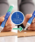 Grout Pen Tile Marker For Waterproof Grout Paint And Sealer in Winter Grey being pressed to activate on cardboard