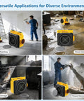 Heavy Duty 600 CFM Negative Air Machine With 4 Stage Filtration used in various restoration scenarios.