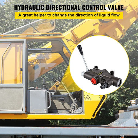 VEVOR hydraulic directional control valve with lever, black body and red knob, 1-spool design