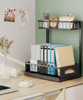 No Sweat Heavy Duty Under Sink Organizer Two Pack L Shaped Metal Pull Out Drawers For Kitchen Cabinets built to fit pipes on office desk.