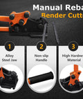 Loschen Manual Rebar Cutter And Bender For Construction Site Use, showcasing alloy steel jaw and non-slip handle.