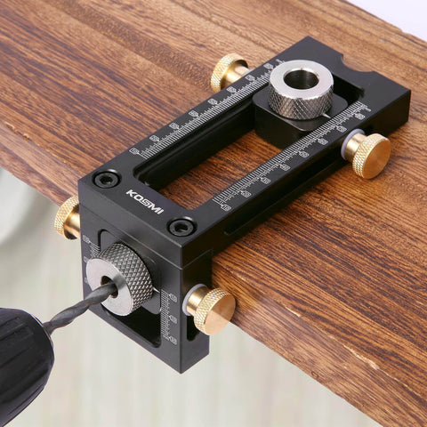 2 In 1 Drill Guide And Dowel Jig For Woodworking Aluminum 6061 Pocket Hole Jig for vertical horizontal boards in use