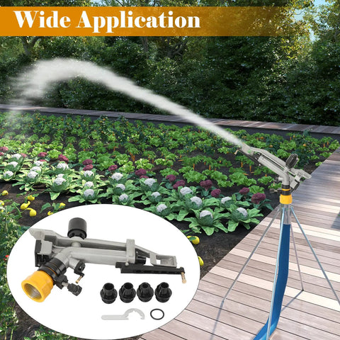 1.5 Inch Aluminum Alloy Irrigation Sprinkler Spray Gun For Lawn And Garden, 360 Degree Rotary Watering, with nozzle set