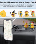 Heavy Duty Metal Phone Mount For Jeep Wrangler JK JKU 2011 To 2018 Dash Holder With ducks and phone installed on dashboard