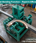 Intbuying 2.2KW Electric Pipe Tube Bender Roller Machine With All-Copper Motor For Cold Bending Round And Square Steel Bars, bending a tube with green frame.