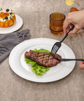 Using Black Plastic Silverware Set 90 Pieces Disposable Cutlery Heavy Duty Includes 30 Knives 60 Forks And Spoons For Graduation Parties