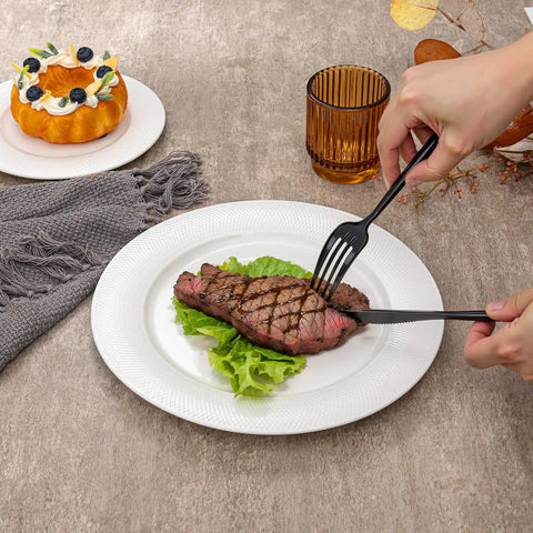 Using Black Plastic Silverware Set 90 Pieces Disposable Cutlery Heavy Duty Includes 30 Knives 60 Forks And Spoons For Graduation Parties
