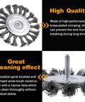 7 Piece Twist Knot Wire Brush Set For Drill With One Quarter Inch Shank Up To 4500 RPM showing high-quality knotted wire brush