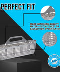 Upgraded Lifetime Silverware Basket Replacement For Dishwashers on black platform, durable design, perfect OEM fit