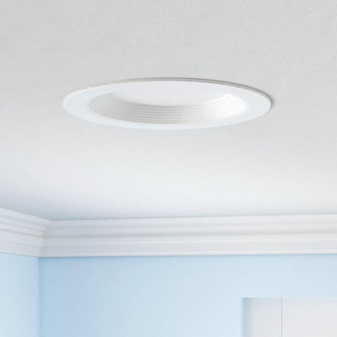 5/6 Inch LED Recessed Retrofit Downlights Pack installed in ceiling, showing baffle trim and color selectable feature