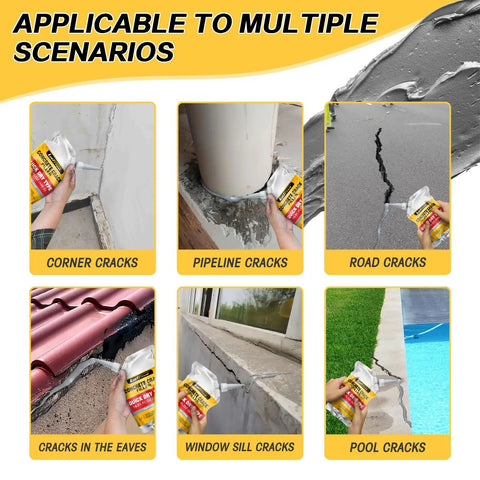 Concrete Crack Filler For Driveways And Sidewalks, Waterproof Quick Dry Sealant, used on various types of cracks, 1 Pack 1.1 Lb.