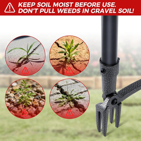 Stand Up Weed Puller Tool With A 46 Inch Adjustable All Metal Long Handle And A 4 Claw Steel Head For Root Removal No Bending Or Kneeling Heavy Duty Back And Knee Friendly Garden Weeder, 4-claw head on handle