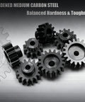 Hardened Carbon Steel RC Pinion Gear Set 5mm Bore, 12T-18T gears displayed, showcasing balanced hardness and toughness.