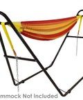 Heavy Duty Outdoor Hammock Stand For 9 To 14 Foot Hammocks, Bronze Finish, 550 Pound Capacity, side view with chains