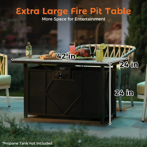 42 Inch Propane Fire Pit Table With Ceramic Top 2 In 1 Fire Table Turns Any Patio Into A Cozy Lounge Black Outdoor Gas Firepit