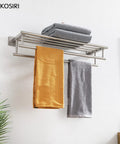 20 Inch Towel Rail And Shelf With Double Towel Bars For Bathroom Wall Mounted Towel Rack In SUS 304 Stainless Steel With Brushed Nickel Finish