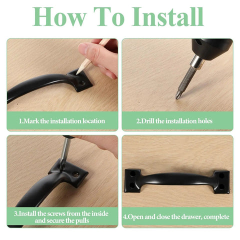 Step-by-step installation guide for Four Point Seven Inch Iron Gate And Door Handle Set Black for outdoor use