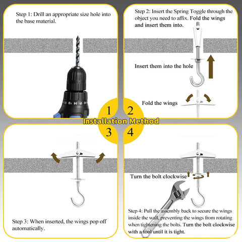 Heavy Duty Steel Toggle Bolts With Swag Hooks For Drywall Mounting Rock Solid Rustproof Wall Anchors That Hold Firm And Deliver A No Sweat Hang For Any Home Or Garage Project Today