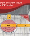 Close-up of Stainless Steel Sink Grid Protector for Kitchen Sink 13x16 Inches showing measurement guidelines for accurate fit.