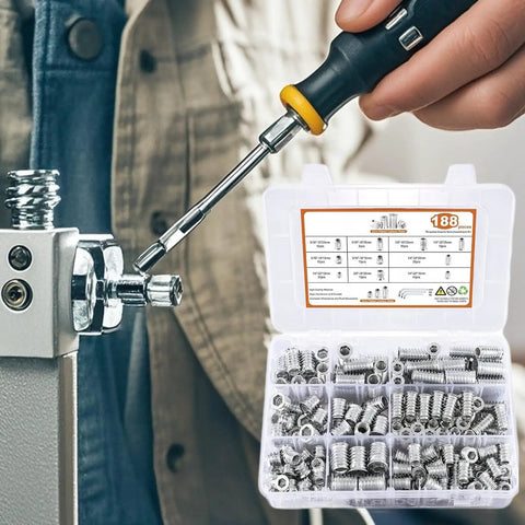 Durable Wood Threaded Inserts With Hex Socket Bolts And T Bar Wrench setup, showing screws and wrench in use for DIY projects.