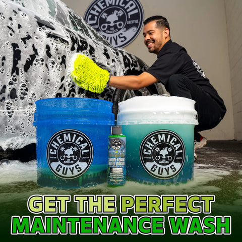 Honeydew Snow Foam Car Wash Soap For Foam Cannons And Guns Thick Clinging Suds That Lift Dirt For A Scratch Free Shine 64 Oz Ready To Roll With Foam Cannon Or Garden Hose Gun, man washing car with foam buckets