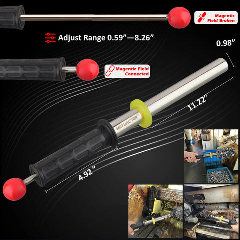 No Sweat Neodymium Shop Magnet Wand With Telescoping Pole And Snappy Release Trigger measuring 11.22 inches, ideal for metal debris removal.