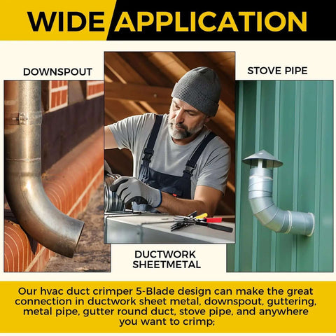 4 Pack 5 Blade Sheet Metal Crimping Tool Set used on downspout, ductwork, and stove pipe for 22 to 28 gauge stainless steel and galvanized