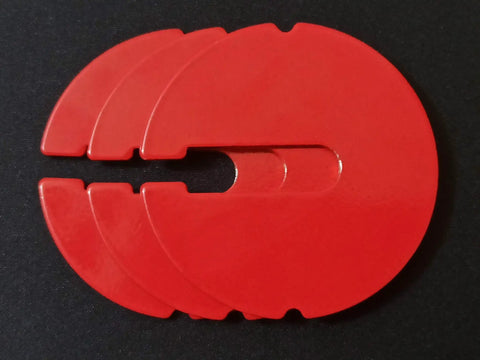 Table Inserts Set Of Three For 14 Inch Band Saws Or Scroll Saws, 2.5 Inch Diameter, 0.1 Inch Thick, Blade Protection Shield, red color