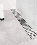36 Inch Offset Linear Shower Drain With Side Outlet And Quadrato Grate Cover Brushed 304 Stainless Steel installing