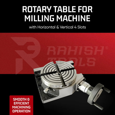 Pro Grade 4 Inch Rotary Table for Milling Machines 100mm With Horizontal and Vertical 4 Slots, precision positioning