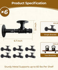 Industrial Pipe Shelf Brackets 6.7 Inch Set Of 6 Iron L Pipe Shelving Wall Floating Brackets For 6 To 12 Inch Boards diagram