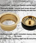 Three And One Half Inch Extra Deep Collar Kitchen Sink Waste Disposal Flange With Built In Strainer Stopper Polished Brass