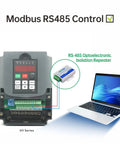 VFD Inverter For 3 Phase Motors From Single-Phase To Three-Phase 220V, 0-400Hz Speed Control, RS-485 connection demonstration