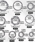 Diagram showing 30 Piece Bike Bearing Set for BMX and Everyday Riders With Fixed Cage Ball Bearings in 10 Sizes 4mm To 8mm Range Includes One Sixth To One Third Inch Options Gear Up Pro Grade Repair Parts for Hubs Wheels and Bearings Silver