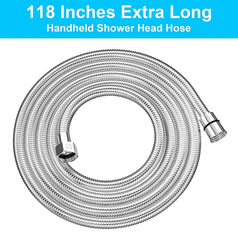 Extra Long 118 Inch Stainless Steel Shower Hose For Handheld Showers Easy Reach Extension And Replacement Flexible And Durable 304