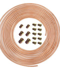 Copper-coated brake line coil, 25 ft, 3/16 in tubing with 16 brass fittings, SAE threaded