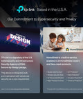 TP-Link cybersecurity and privacy commitment, featuring Secure-by-Design and HomeShield services with family image