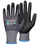 MicroFoam Nitrile Coated Seamless Knit Work Gloves For Men And Women, 25 Percent Thinner Nitrile Coating For Slimmer Feel, Crazy Dexterity And All Day Comfort, 60 Pairs KG18NB, Great For Automotive, Warehouse, Construction, Gray Medium, front and back view