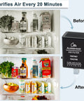 Air Purification Cartridge Replacement For Refrigerator 7042798 7007067 Keeps Food Fresh Every 20 Minutes With Filter Duo Replaces 7007067 And 7042798 No Fuss Install For Your Kitchen shown with before and after fridge contents.
