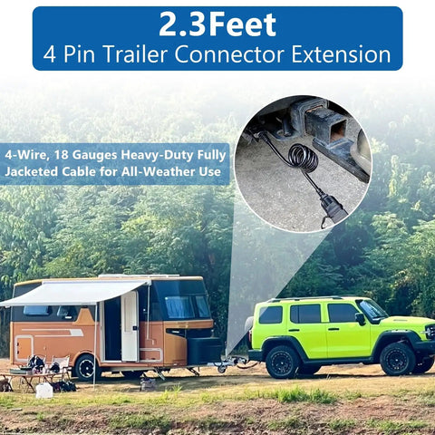Hella Heavy Duty Retractable 4 Pin Trailer Wire Extension With Solid 18awg Rv Hookups And Gunk Resistant Dust Cover For Kickass Camping Rig Gear connected to a trailer.