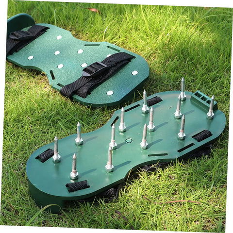 8Pcs Garden Aerator Shoes Straps Durable Aerating Sandals For Lawn For Men And Women on grass
