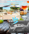 Comparison of table with and without Heavy Duty Stainless Steel Tablecloth Clips No Fuss Set For Outdoor Tables Clip On
